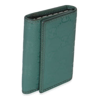 Gucci Green Embossed GG Leather Key Holder pv