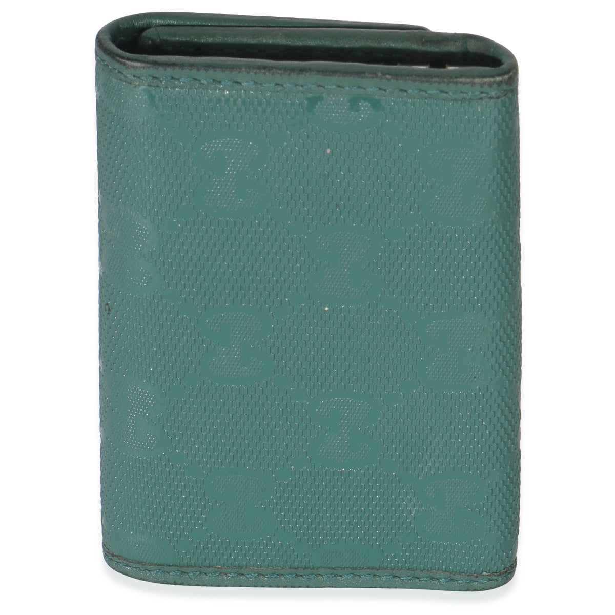 Green Embossed GG Leather Key Holder
