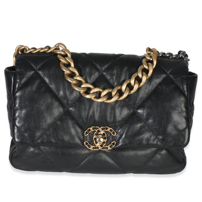 Black Quilted Lambskin Medium Chanel 19 Flap Bag