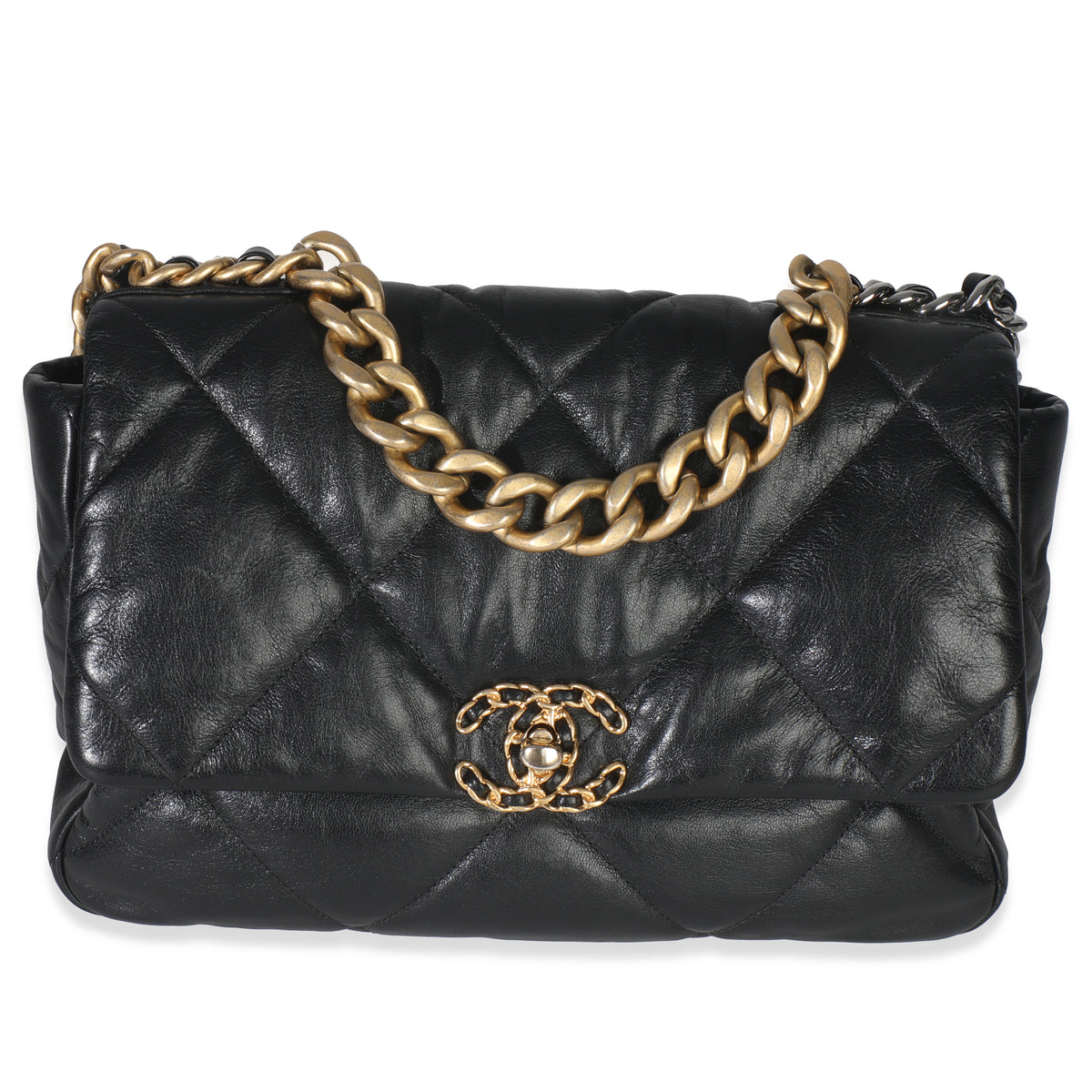Black Quilted Lambskin Medium Chanel 19 Flap Bag
