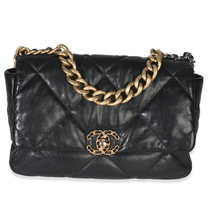 Black Quilted Lambskin Medium Chanel 19 Flap Bag
