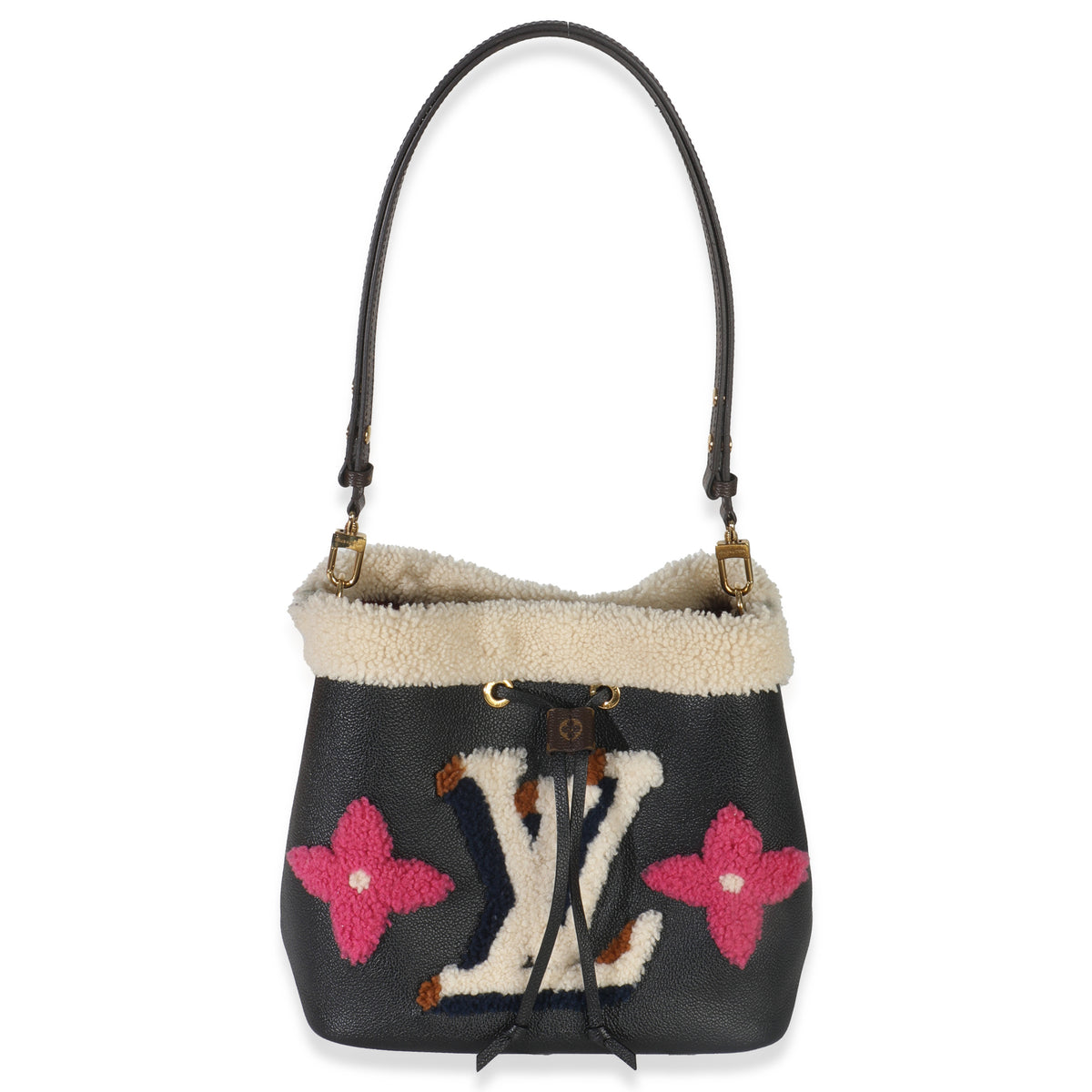 Black Shearling Monogram Neonoe MM