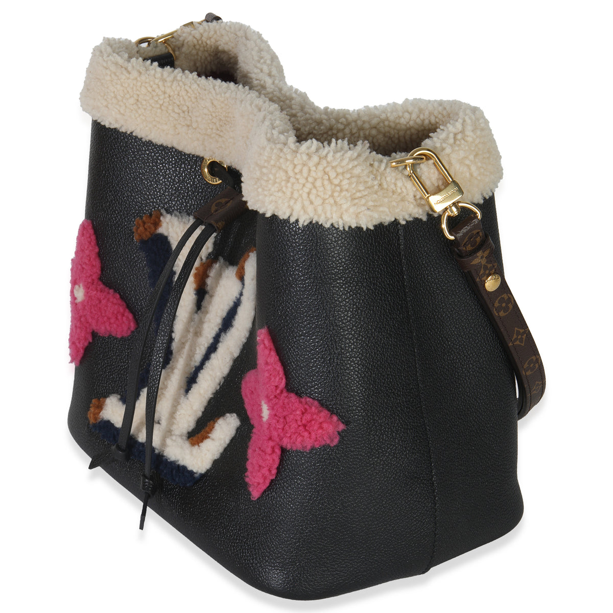 Black Shearling Monogram Neonoe MM