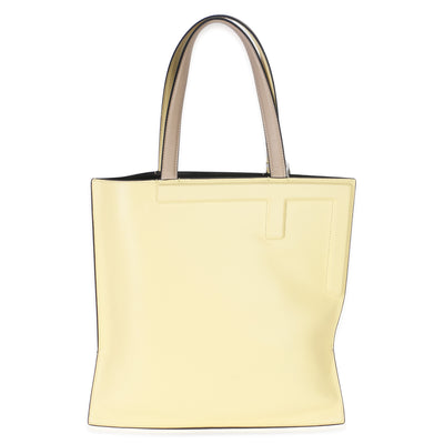 Fendi Beige Light Yellow Smooth Calfskin Medium Flip Tote Handbag fv
