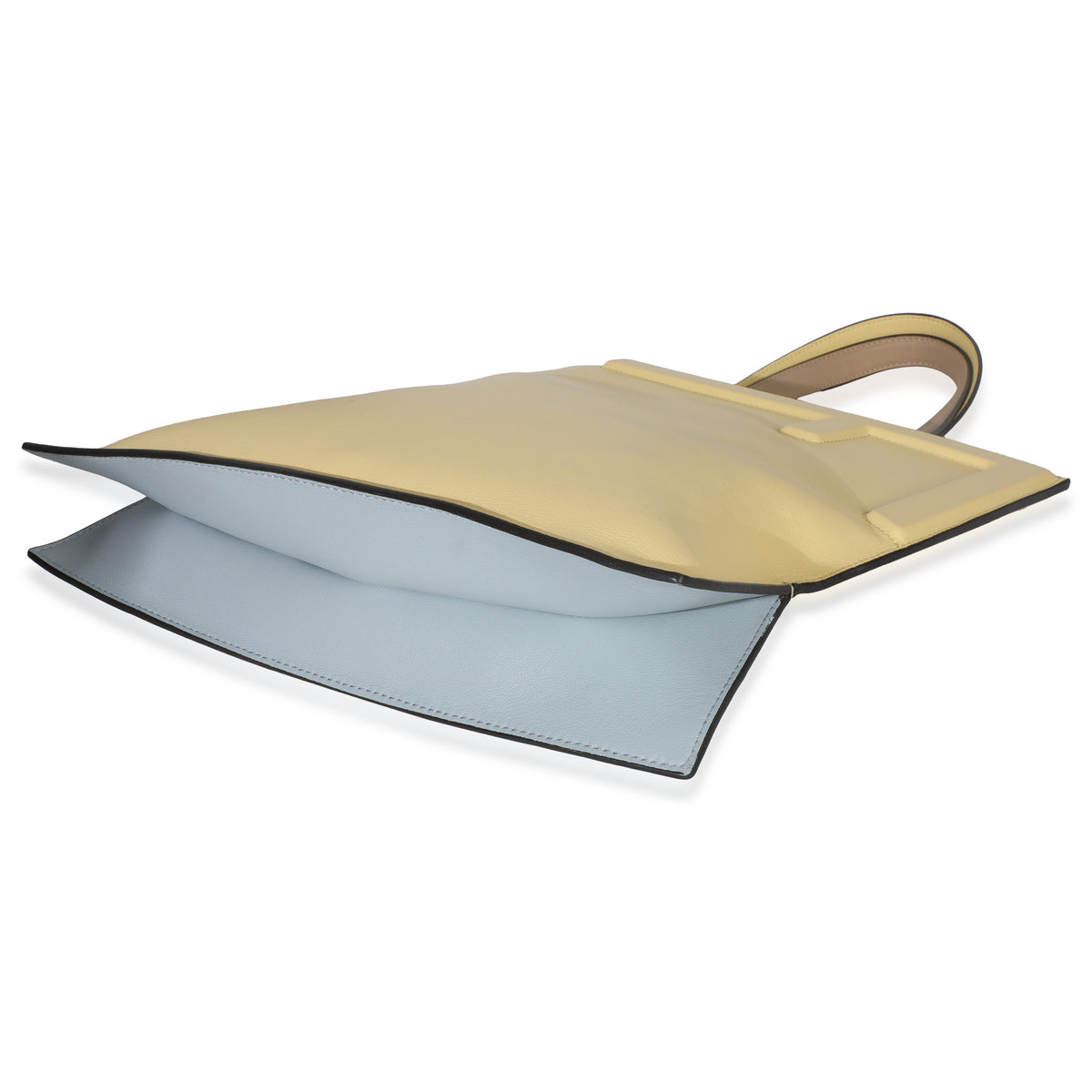 Beige Light Yellow Smooth Calfskin Medium Flip Tote