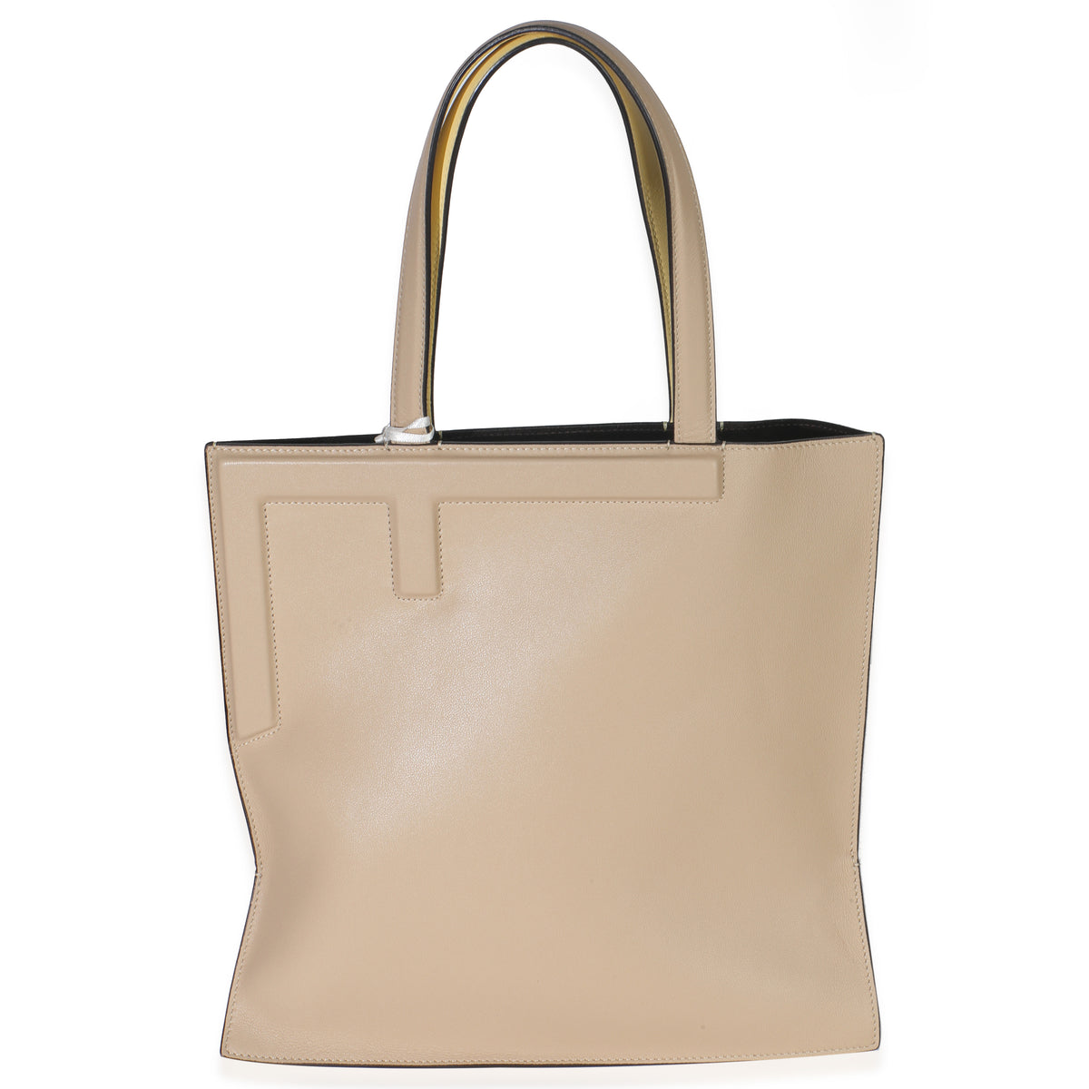 Beige Light Yellow Smooth Calfskin Medium Flip Tote