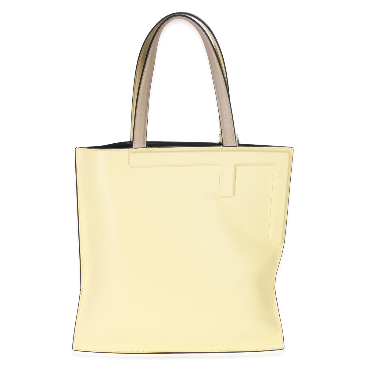 Beige Light Yellow Smooth Calfskin Medium Flip Tote