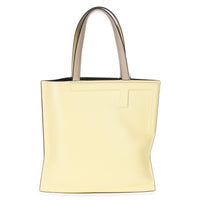 Beige Light Yellow Smooth Calfskin Medium Flip Tote