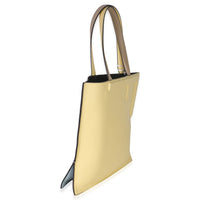 Beige Light Yellow Smooth Calfskin Medium Flip Tote