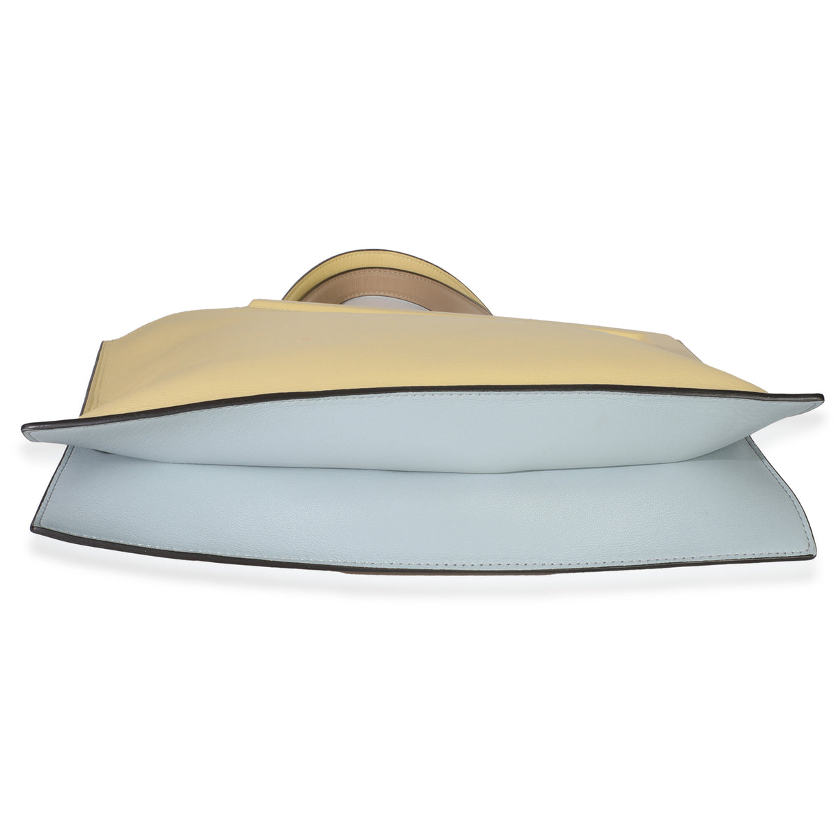 Beige Light Yellow Smooth Calfskin Medium Flip Tote