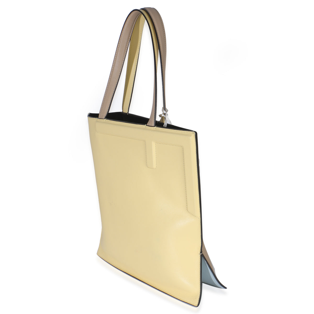 Beige Light Yellow Smooth Calfskin Medium Flip Tote