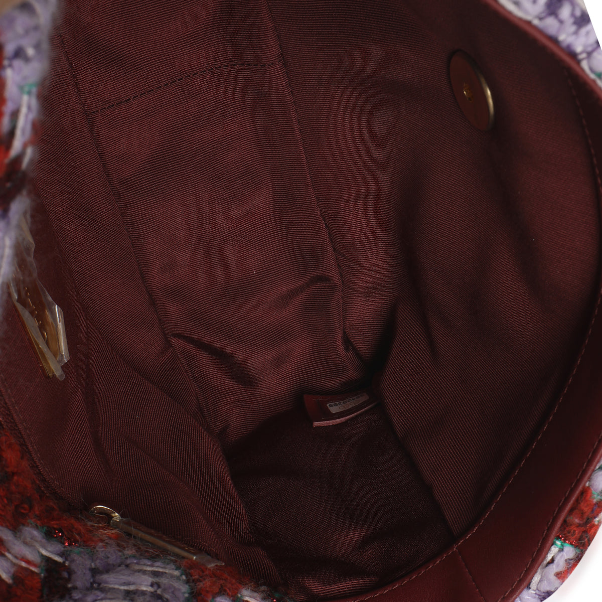 Purple Red Quilted Tweed Small Chanel 19 Flap Bag