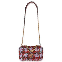 Purple Red Quilted Tweed Small Chanel 19 Flap Bag