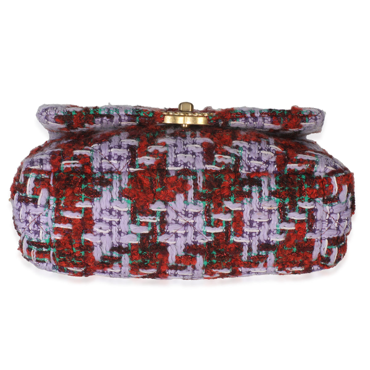 Purple Red Quilted Tweed Small Chanel 19 Flap Bag