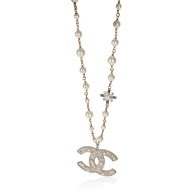 Gold-Plated  2020 Strass CC Pearl Necklace