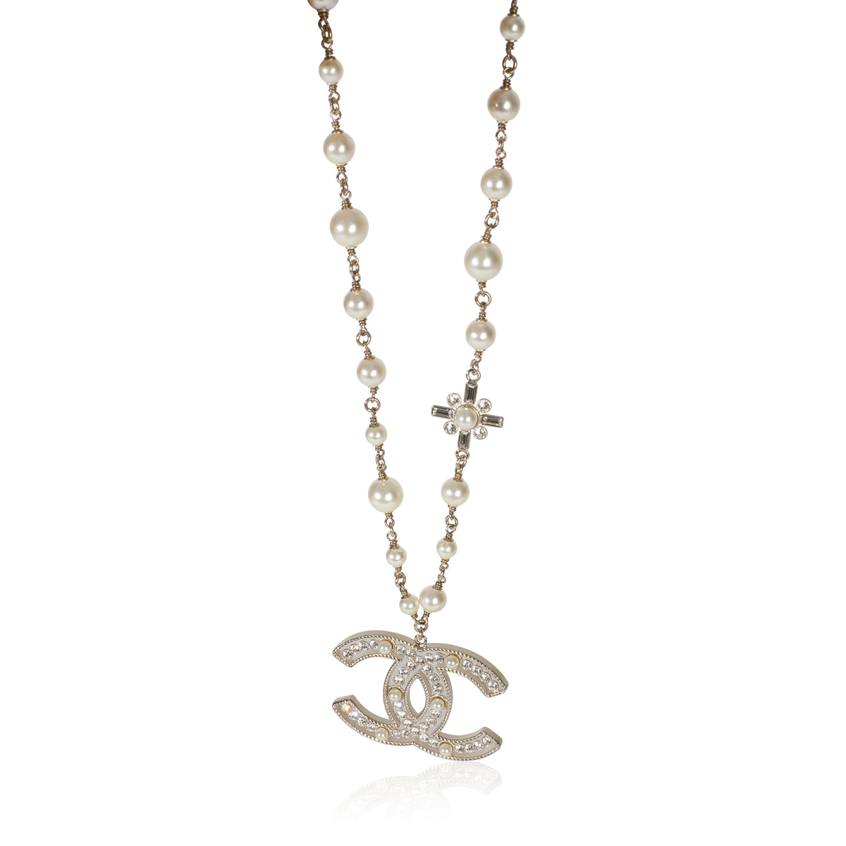 Gold-Plated  2020 Strass CC Pearl Necklace