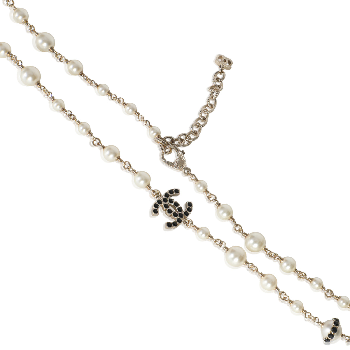 Gold-Plated  2020 Black Strass CC Station Necklace