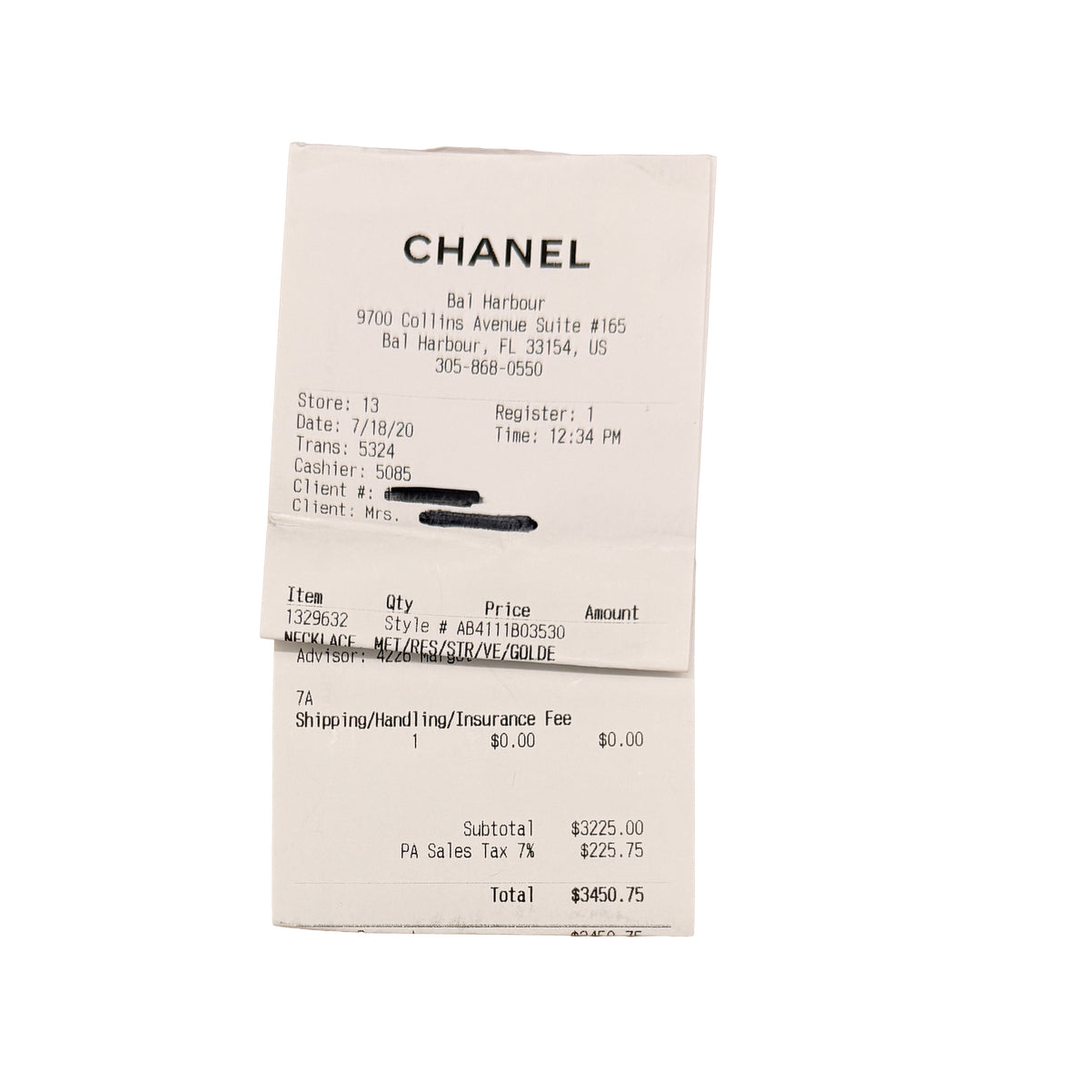 Gold-Plated  2020 Black Strass CC Station Necklace