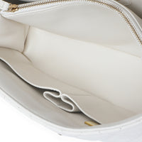 White Quilted Caviar Medium Coco Top Handle Handbag