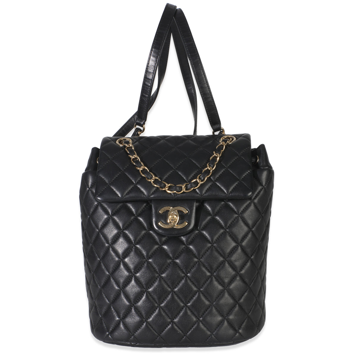 Black Lambskin Quilted Small Urban Spirit Backpack