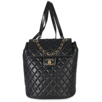 Black Lambskin Quilted Small Urban Spirit Backpack