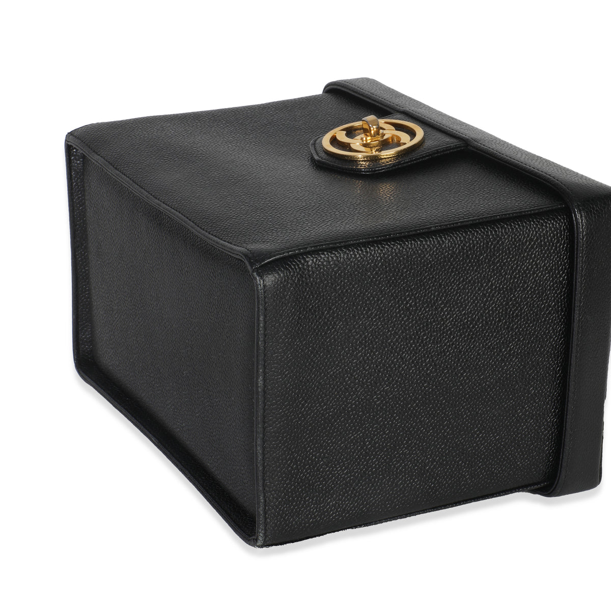 Chanel 24K Vintage Black Caviar Vanity Box Train Case Handbag box