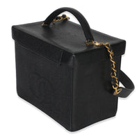 Chanel 24K Vintage Black Caviar Vanity Box Train Case Handbag sv