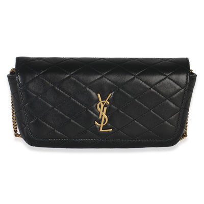 Black Quilted Lambskin Gaby Chain Phone Case