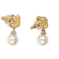 Yellow Gold Pearl and Diamond Signature X Earrings