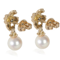 Yellow Gold Pearl and Diamond Signature X Earrings