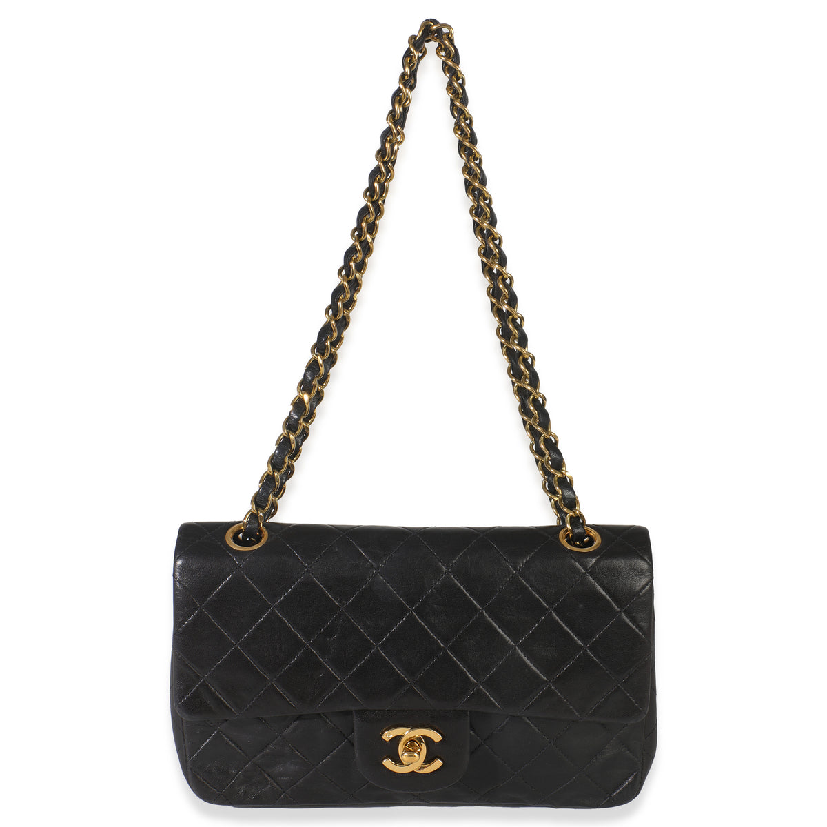 Chanel 24k Vintage Black Quilted Medium Classic Double Flap Bag Handbag av