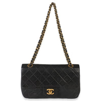 Chanel 24k Vintage Black Quilted Medium Classic Double Flap Bag Handbag av