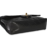 24k Vintage Black Quilted Medium Classic Double Flap Bag