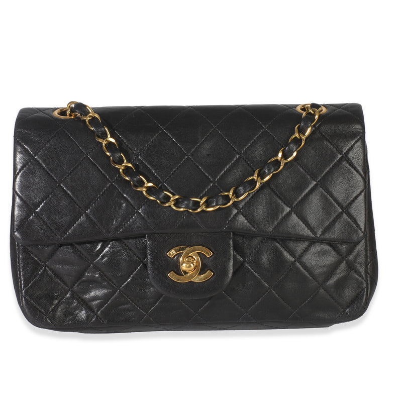 24k Vintage Black Quilted Medium Classic Double Flap Bag