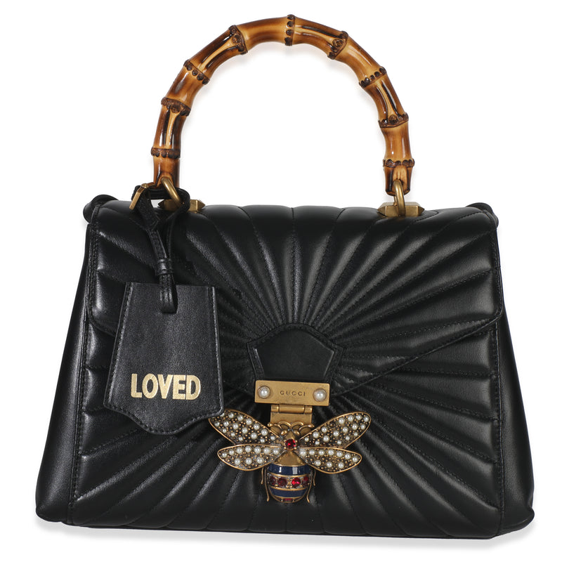 Black Calfskin Queen Margaret Top Handle Bag