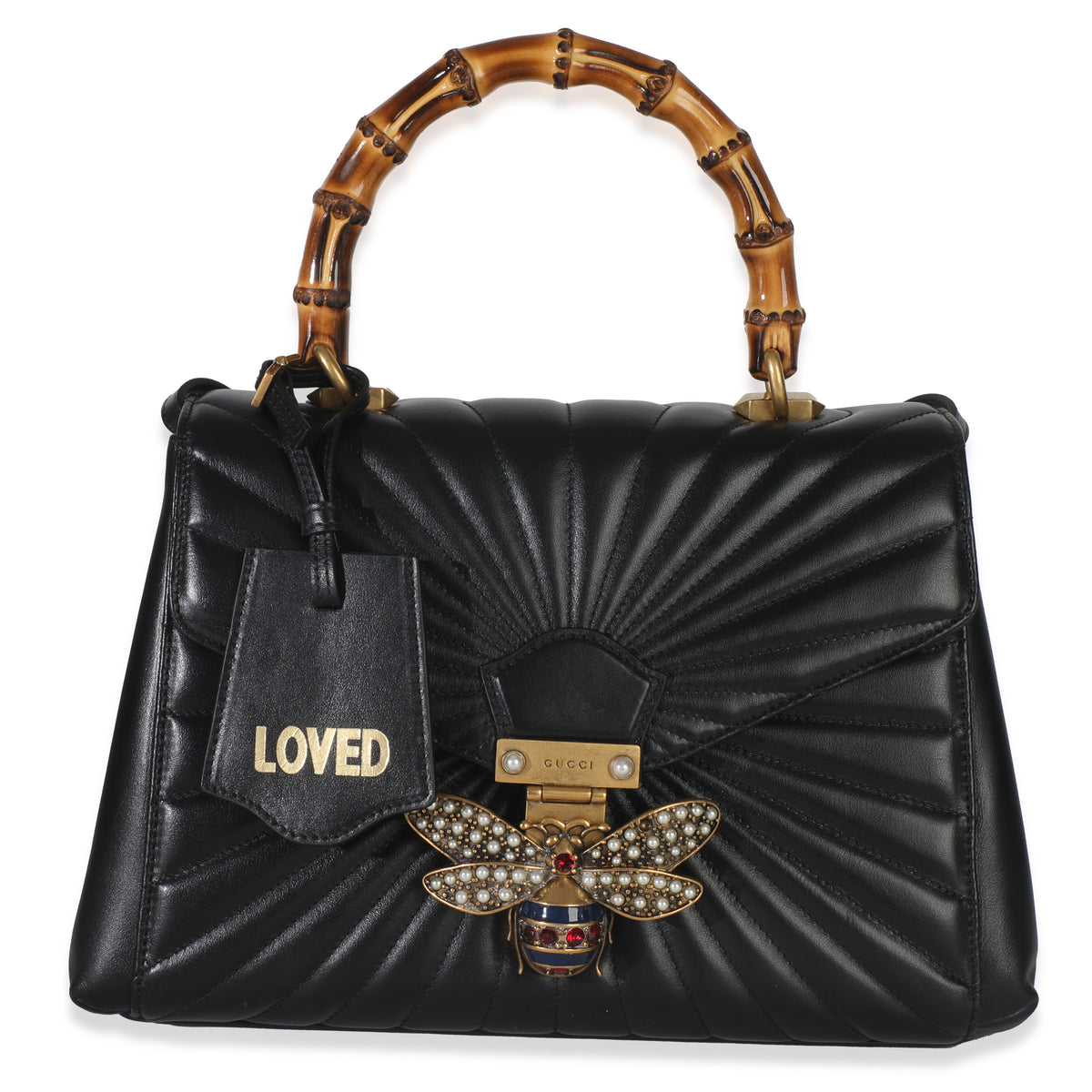 Black Calfskin Queen Margaret Top Handle Bag