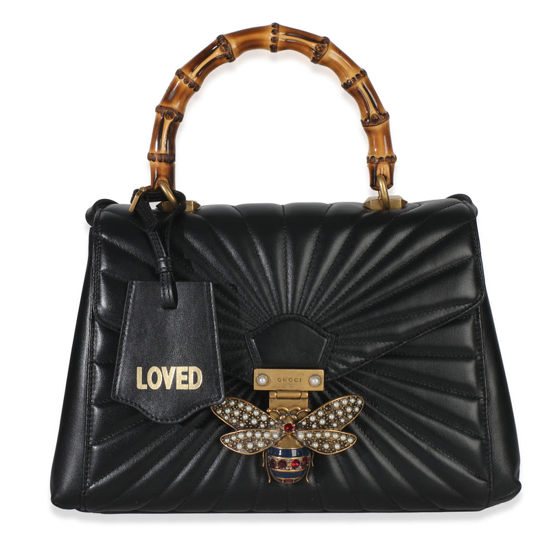 Black Calfskin Queen Margaret Top Handle Bag