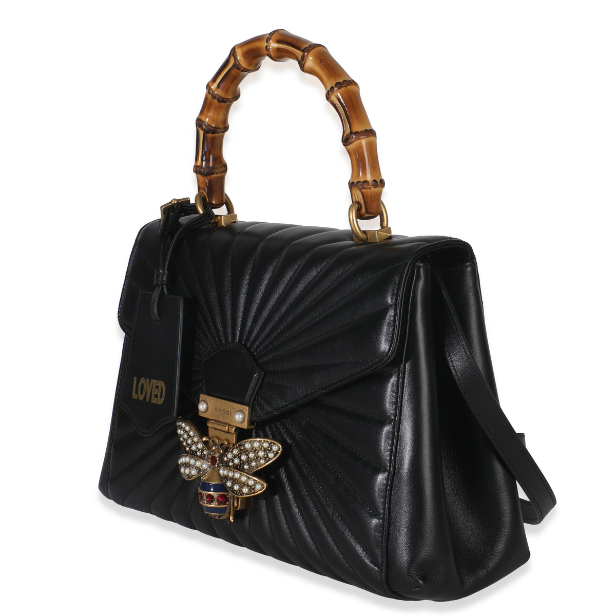 Black Calfskin Queen Margaret Top Handle Bag