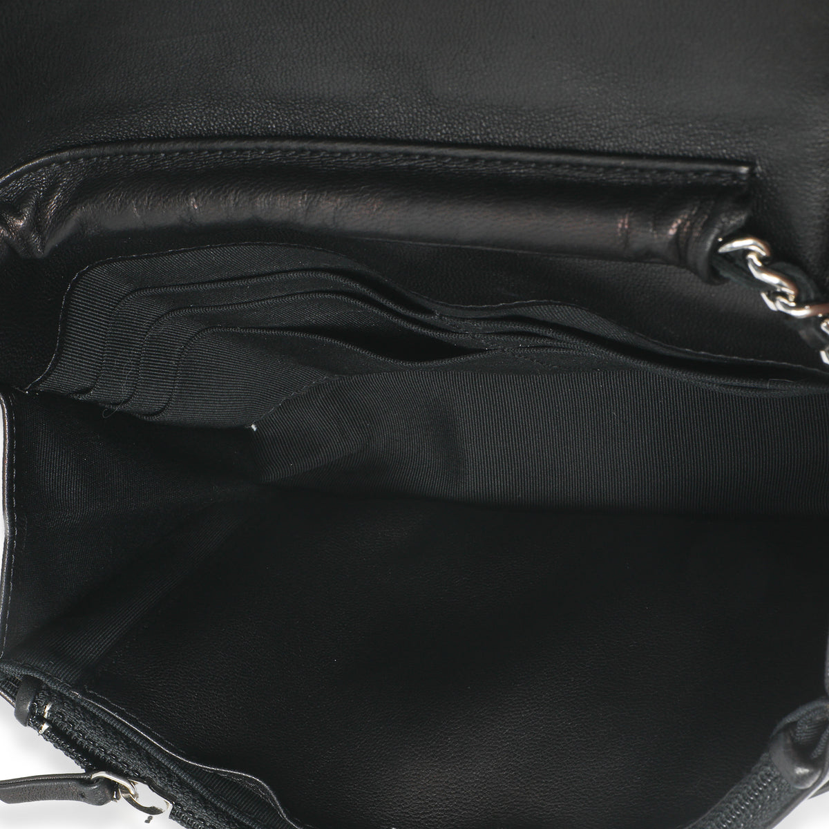 Black Quilted Patent Classic Wallet On Chain