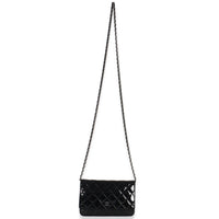 Black Quilted Patent Classic Wallet On Chain
