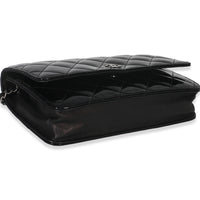 Black Quilted Patent Classic Wallet On Chain