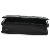Black Quilted Patent Classic Wallet On Chain