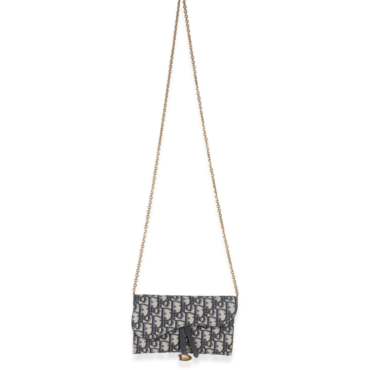 Christian Dior Blue Oblique Canvas Saddle Chain Pouch Handbag av