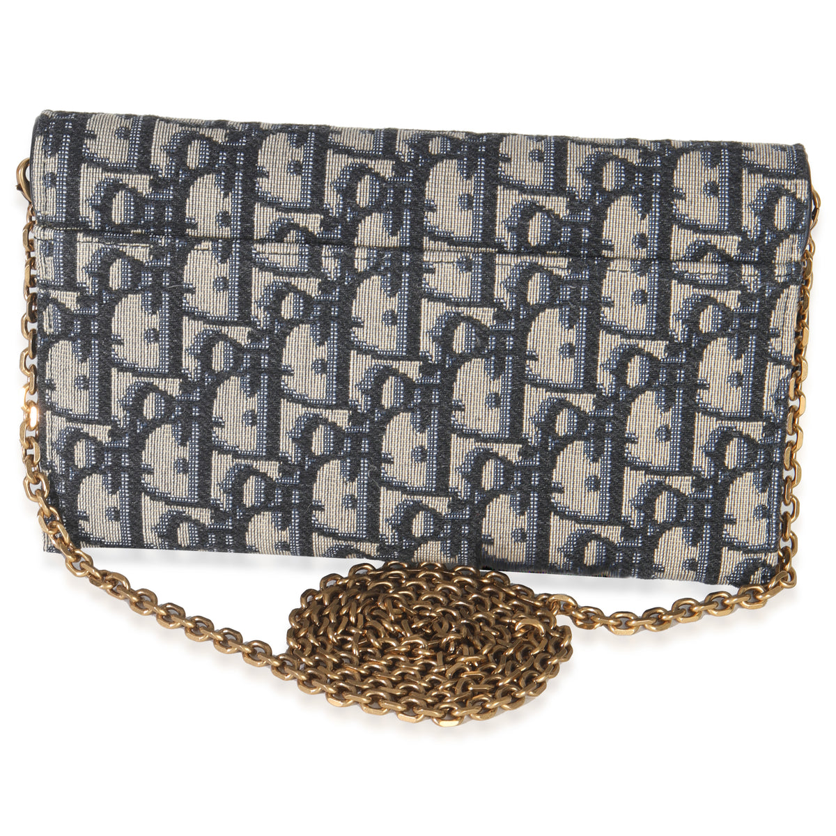 Christian Dior Blue Oblique Canvas Saddle Chain Pouch Handbag bv