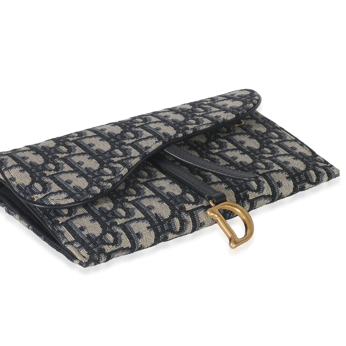 Christian Dior Blue Oblique Canvas Saddle Chain Pouch Handbag clasp