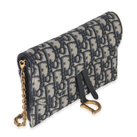 Christian Dior Blue Oblique Canvas Saddle Chain Pouch Handbag pv