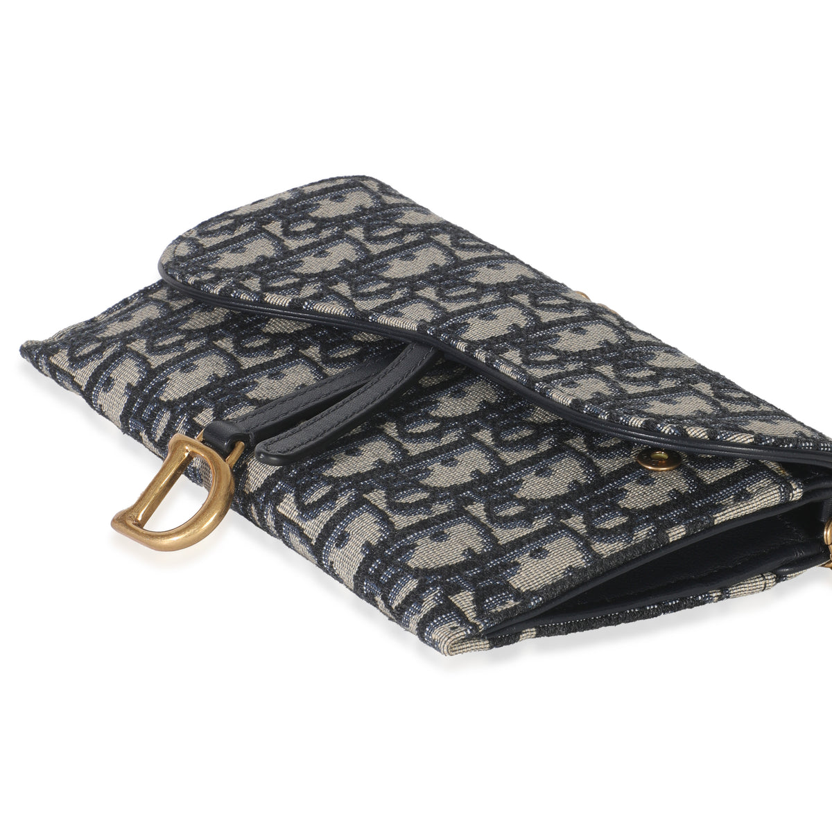 Blue Oblique Canvas Saddle Chain Pouch