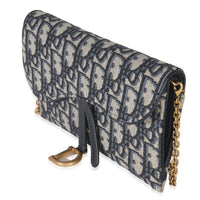 Blue Oblique Canvas Saddle Chain Pouch