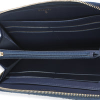 Chanel Blue Metallic Lurex Canvas Deauville Zip Around Wallet Wallet ad1