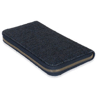 Chanel Blue Metallic Lurex Canvas Deauville Zip Around Wallet Wallet box